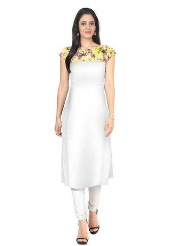 white Crepe Casual wear Printed Kurti