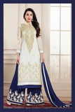 Heavy Work Designer Wedding Collection - White, Golden And Royal Blue Grand And Graceful Heavy Embroidery And Lace Work Unique Collection For Party / Wedding / Festival / Special Occasion - Ready to Stitch - Boutique4India Inc.