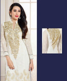 Heavy Work Designer Wedding Collection - White, Golden And Royal Blue Grand And Graceful Heavy Embroidery And Lace Work Unique Collection For Party / Wedding / Festival / Special Occasion - Ready to Stitch - Boutique4India Inc.