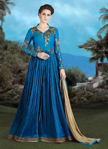 Blue Silk  Net Bridal Bridal Anarkali Suit