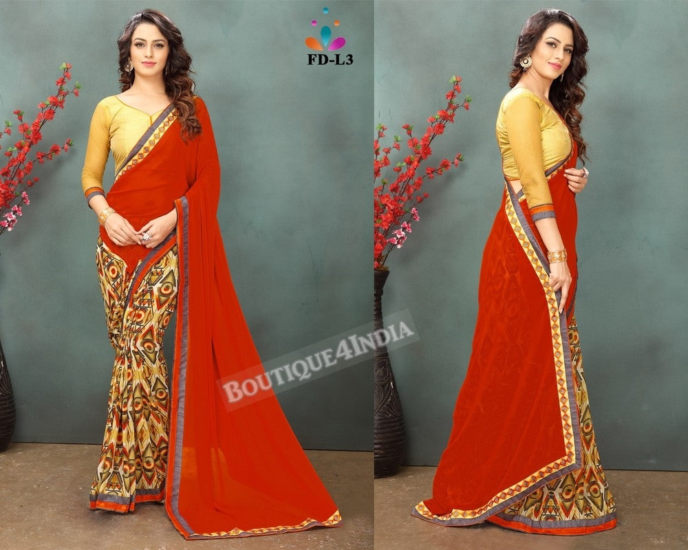 Red Georgette party wear Saree