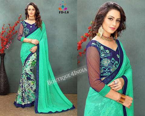 light green Georgette party wear Saree