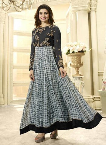 Georgette Grey Embroidered Anarkali Suit