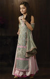 Girl's Olive Green Raw Silk Embroidered Anarkali Suit