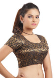 Black color Princess cut padded Jari / Brocade ready made blouse