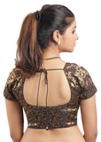 Black color Princess cut padded Jari / Brocade ready made blouse
