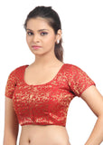 Maroon color Princess cut padded Jari / Brocade ready made blouse