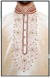 Men's - Cream White and Maroon Kurta Set - Boutique4India Inc.