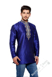 Men's - Royal Blue Silk and Embroidered Kurta - Boutique4India Inc.