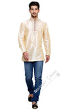 Men's - Cream White Silk and Embroidered Kurta - Boutique4India Inc.