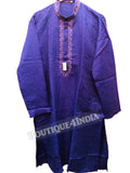 Navy blue Silk Cotton Men's Kurta pyjama