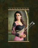 Sarees - Baby Pink, Black and Grey Embroidery and Net - Boutique4India Inc.