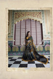 Smooth-textured Net Chiffon Saree in Golden Yellow and Black - Boutique4India Inc.