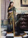 Smooth-textured Net Chiffon Saree in Golden Yellow and Black - Boutique4India Inc.