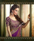 Sarees - Net and Chiffon with Royal Purple and Golden - Boutique4India Inc.