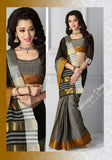 Ravishing Cotton Silk Saree in Gray, Black and Golden - Boutique4India Inc.