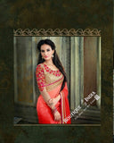 Sarees - Net and Chiffon with Orange, Pink And Golden - Boutique4India Inc.