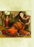 Sarees - Net and Chiffon with Orange, Maroon And Golden - Boutique4India Inc.