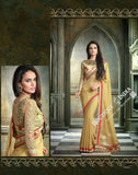 Sarees - Golden Yellow And Red Net and Chiffon Embroided - Boutique4India Inc.