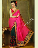 Sarees - Net and Chiffon with Pink / Purple / Red and Golden - Boutique4India Inc.