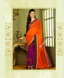 Sarees - Orange And Purple Net and Chiffon - Boutique4India Inc.