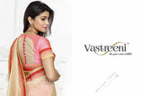 Chiffon Silk and Net Embroidered Saree in Pink and Cream/ Half White - Boutique4India Inc.