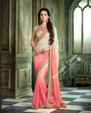 Sarees - Net and Chiffon with Pink And Golden - Boutique4India Inc.