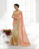 Sarees - Peach/ Pink And Golden Bridal Collections - Resplendent Bridal Designer Wedding Special Collections / Wedding / Party / Special Occasions / Festival - Boutique4India Inc.