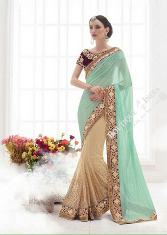 Sarees - Sea Blue, Royal Purple And Golden Bridal Collections - Resplendent Bridal Designer Wedding Special Collections / Wedding / Party / Special Occasions / Festival - Boutique4India Inc.