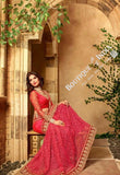 Sarees - Pink, Red And Golden Stunning Bridal Designer Collections - Wedding / Party / Bridal - Boutique4India Inc.