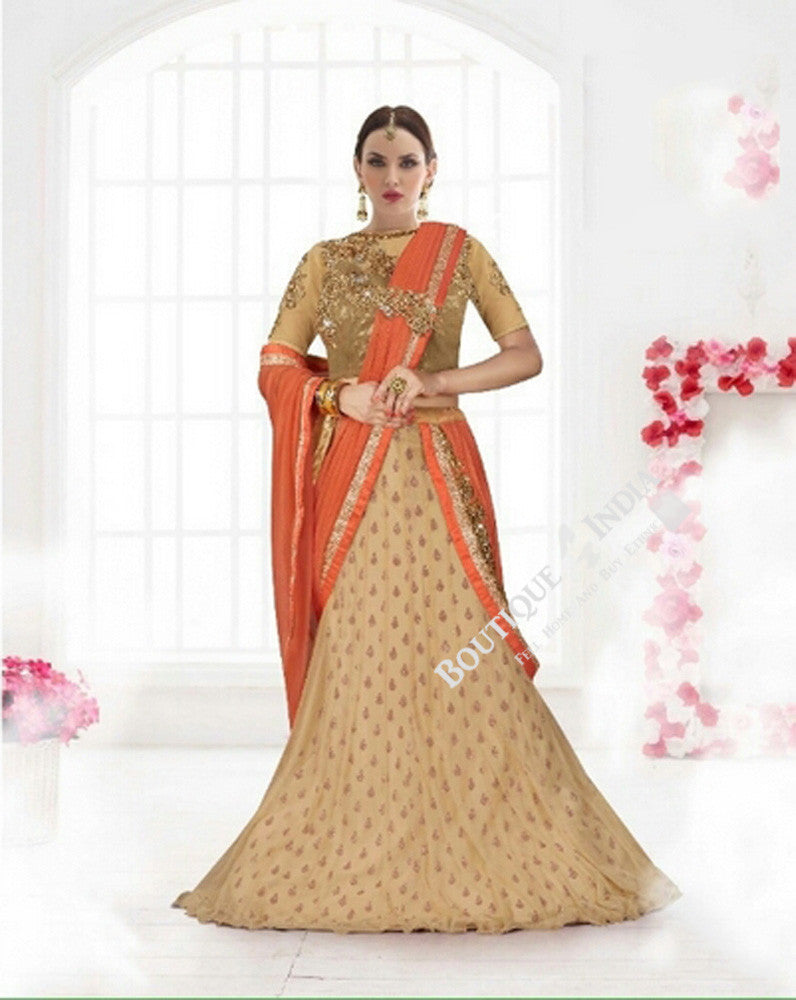 Sarees - Orange And Golden Bridal Collections - Resplendent Bridal Designer Wedding Special Collections / Wedding / Party / Special Occasions / Festival - Boutique4India Inc.