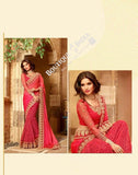 Sarees - Pink, Red And Golden Stunning Bridal Designer Collections - Wedding / Party / Bridal - Boutique4India Inc.
