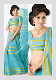 Trendy Cotton Silk Saree in Blue and golden - Boutique4India Inc.