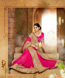 Sarees - Net and Chiffon with Hot Pink Color - Boutique4India Inc.