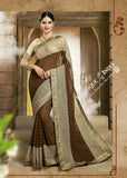 Sarees - Net and Chiffon with Cofee Brown and Golden - Boutique4India Inc.