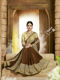 Sarees - Net and Chiffon with Cofee Brown and Golden - Boutique4India Inc.